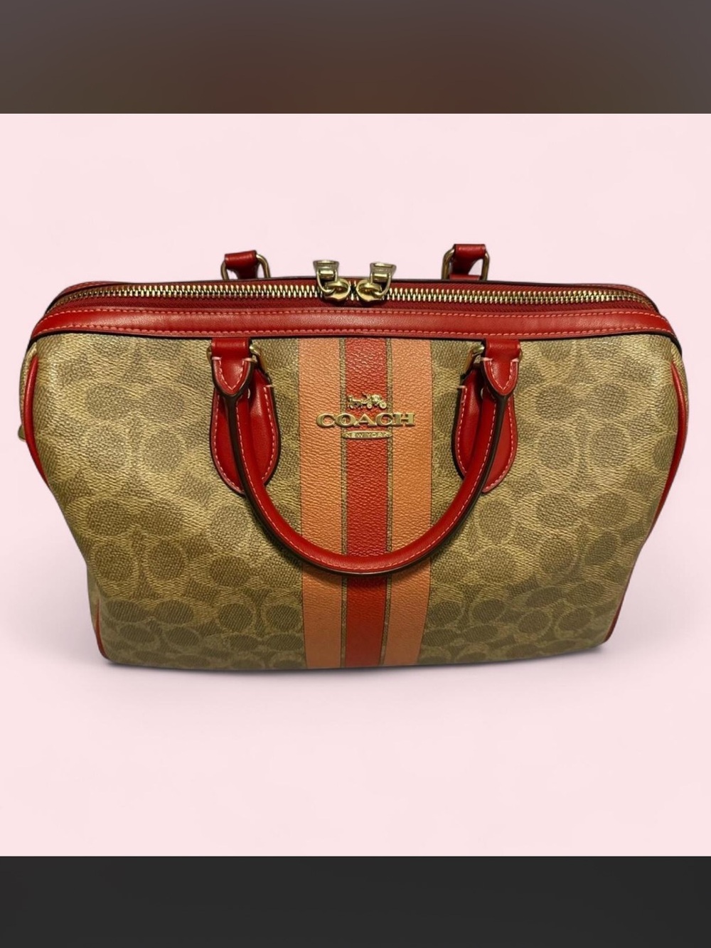 Large Size Coach Rowan with Pink and Red Stripes